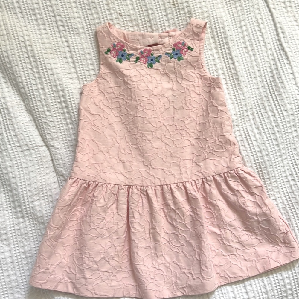 EUC Janie & Jack Embroidered Jacquard Dress Pink